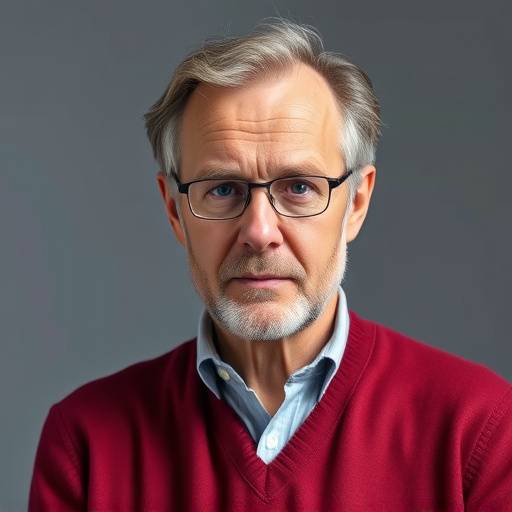 Portretfoto van Thomas van Dijk, regisseur en docent met een geconcentreerde uitdrukking en een levendige houding.